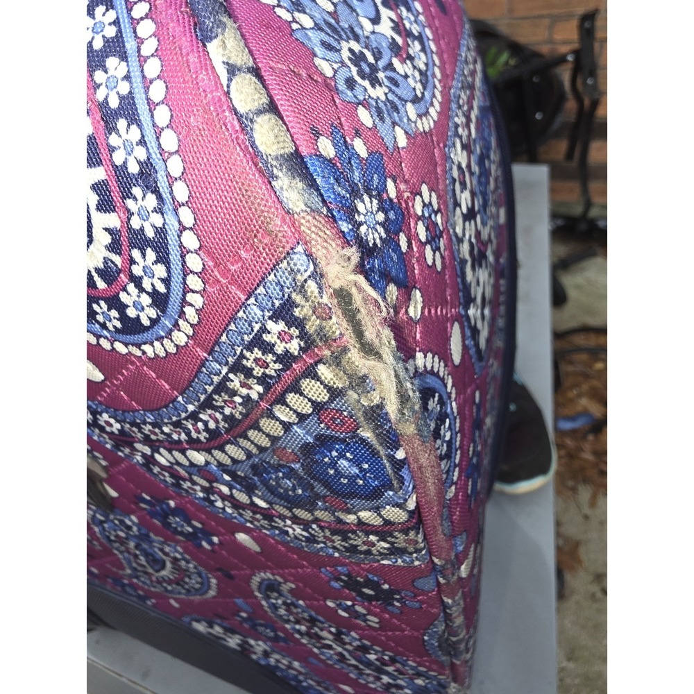 Vera Bradley Rolling Suitcase Lge Paisley Quilted Expandable See Pics Flaws - Picture 7 of 13